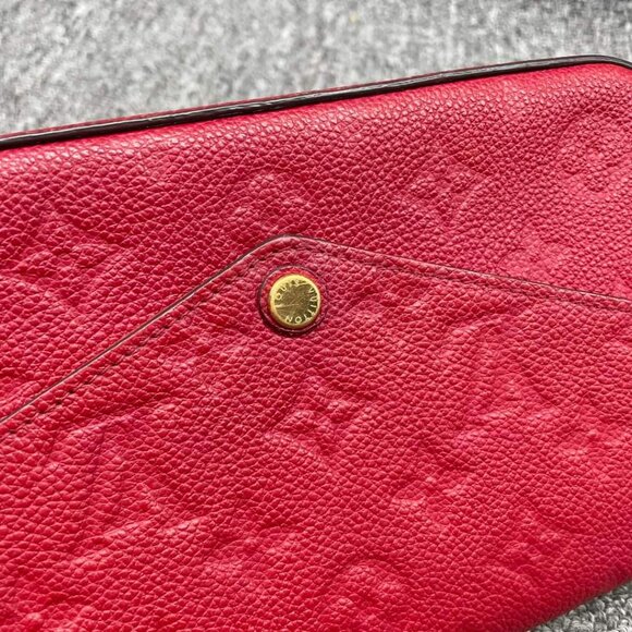 100%  Authentic Louis Vuitton Pochette Felicie Red W/P Monogram Shoulder Bag - Picture 3 of 16